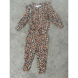Posh Peanut Baby Girl Leopard Jogger set 18-24 months ago